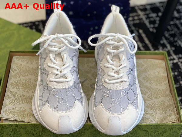 Gucci Womens Gucci Run GG Crystal Sneaker in White GG Mesh 758088 Replica