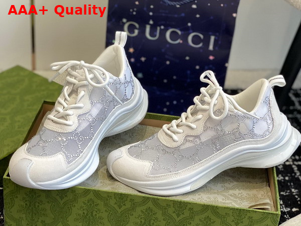 Gucci Womens Gucci Run GG Crystal Sneaker in White GG Mesh 758088 Replica