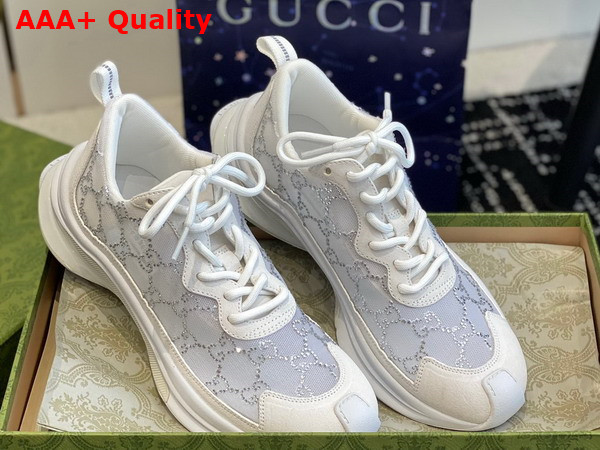 Gucci Womens Gucci Run GG Crystal Sneaker in White GG Mesh 758088 Replica