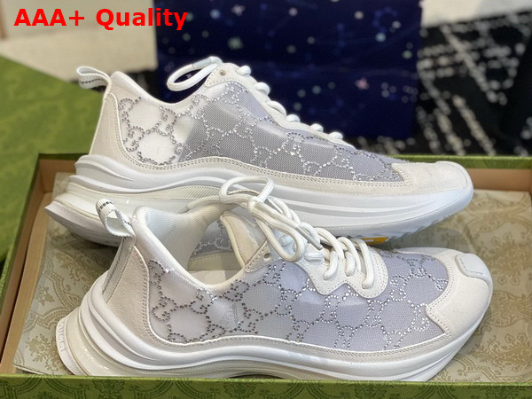 Gucci Womens Gucci Run GG Crystal Sneaker in White GG Mesh 758088 Replica