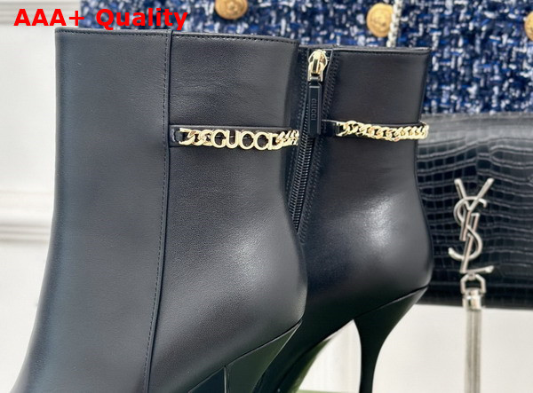 Gucci Womens Gucci Signoria Ankle Boot in Black Leather 794386 Replica