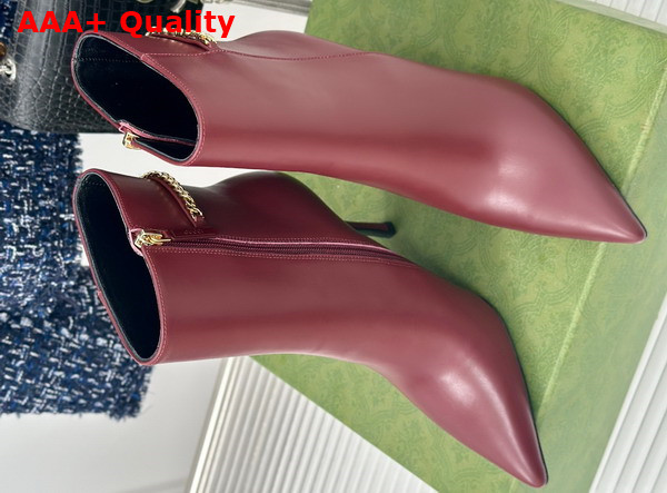 Gucci Womens Gucci Signoria Ankle Boot in Rosso Ancora Red Leather 794386 Replica