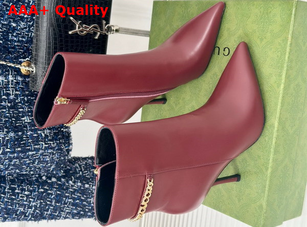 Gucci Womens Gucci Signoria Ankle Boot in Rosso Ancora Red Leather 794386 Replica