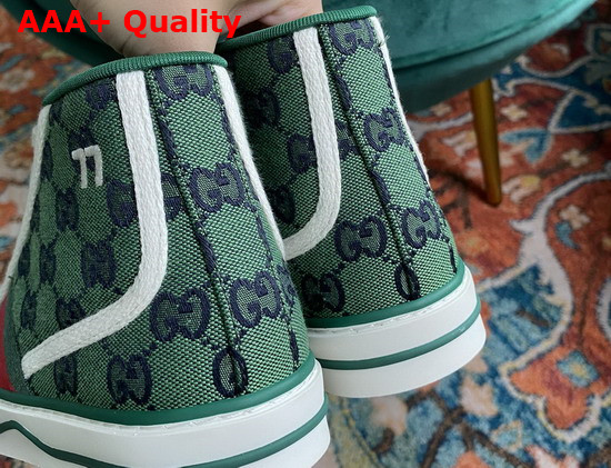 Gucci Womens Gucci Tennis 1977 GG Multicolor High Top Sneaker Green and Blue Canvas 663679 Replica