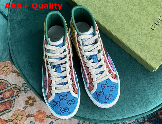 Gucci Womens Gucci Tennis 1977 GG Multicolor High Top Sneaker Multicolor Canvas 663679 Replica