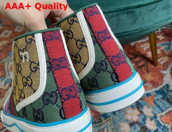 Gucci Womens Gucci Tennis 1977 GG Multicolor High Top Sneaker Multicolor Canvas 663679 Replica