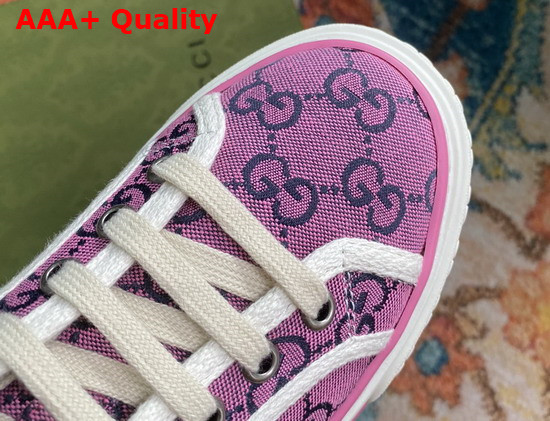 Gucci Womens Gucci Tennis 1977 GG Multicolor High Top Sneaker Pink and Blue Canvas 663679 Replica