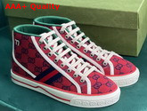 Gucci Womens Gucci Tennis 1977 GG Multicolor High Top Sneaker Red and Blue Canvas 663679 Replica