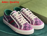 Gucci Womens Gucci Tennis 1977 GG Multicolor Sneaker Pink and Blue Canvas 663680 Replica