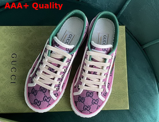 Gucci Womens Gucci Tennis 1977 GG Multicolor Sneaker Pink and Blue Canvas 663680 Replica