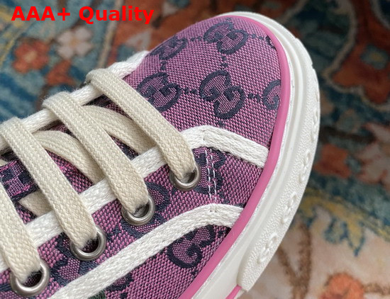 Gucci Womens Gucci Tennis 1977 GG Multicolor Sneaker Pink and Blue Canvas 663680 Replica