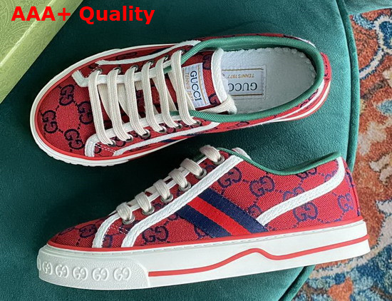 Gucci Womens Gucci Tennis 1977 GG Multicolor Sneaker Red and Blue Canvas 663680 Replica