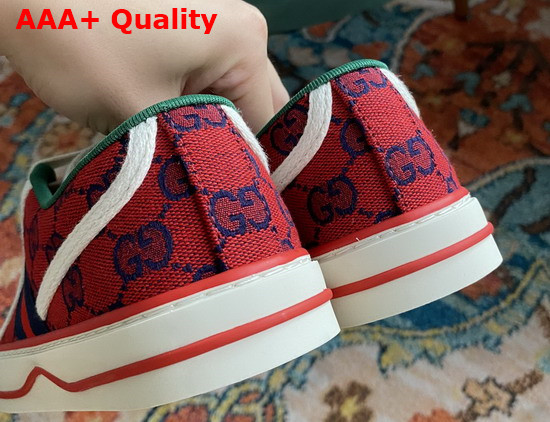 Gucci Womens Gucci Tennis 1977 GG Multicolor Sneaker Red and Blue Canvas 663680 Replica