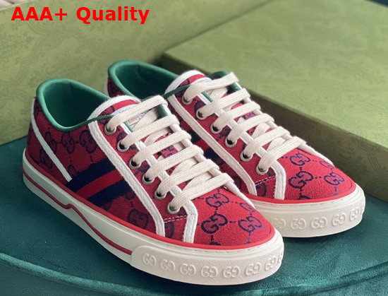 Gucci Womens Gucci Tennis 1977 GG Multicolor Sneaker Red and Blue Canvas 663680 Replica