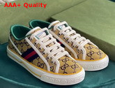 Gucci Womens Gucci Tennis 1977 GG Multicolor Sneaker Yellow and Blue Canvas 663680 Replica