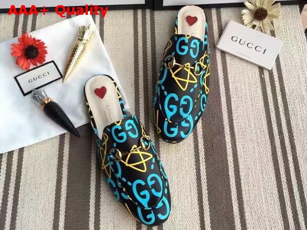 Gucci Womens GucciGhost Princetown Slipper Blue Replica