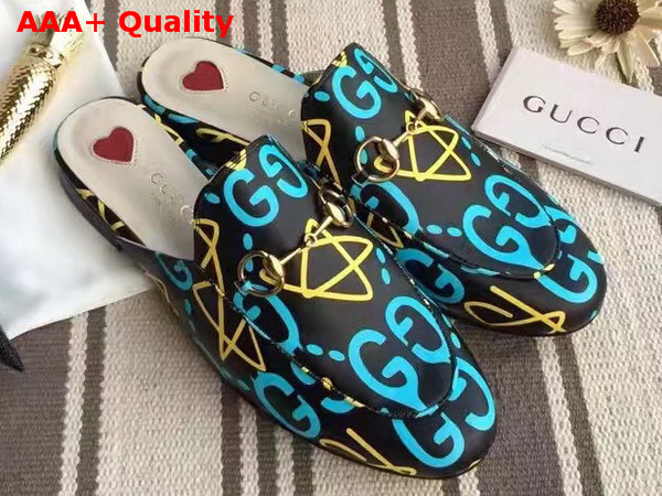 Gucci Womens GucciGhost Princetown Slipper Blue Replica