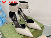 Gucci Womens High Heel Patent Pump in Beige Leather 717159 Replica