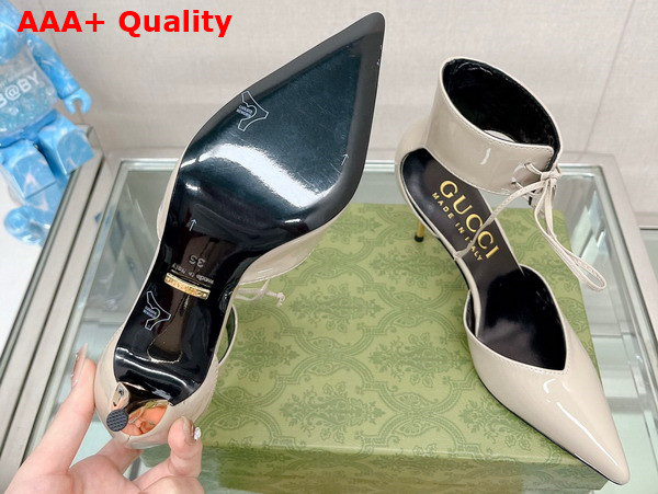 Gucci Womens High Heel Patent Pump in Beige Leather 717159 Replica