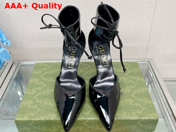 Gucci Womens High Heel Patent Pump in Black Leather 717159 Replica