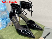 Gucci Womens High Heel Patent Pump in Black Leather 717159 Replica