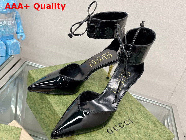 Gucci Womens High Heel Patent Pump in Black Leather 717159 Replica