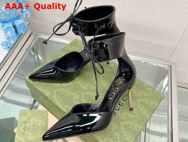 Gucci Womens High Heel Patent Pump in Black Leather 717159 Replica