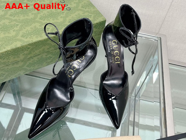 Gucci Womens High Heel Patent Pump in Black Leather 717159 Replica