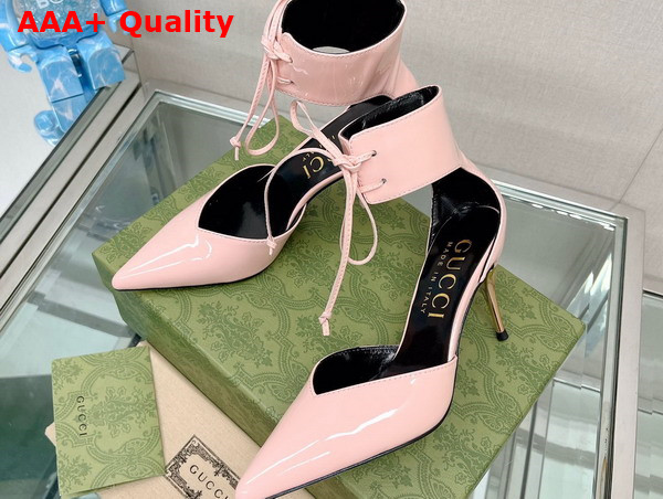 Gucci Womens High Heel Patent Pump in Pink Leather 717159 Replica