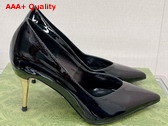 Gucci Womens High Heel Pump in Black Patent Leather 715145 Replica