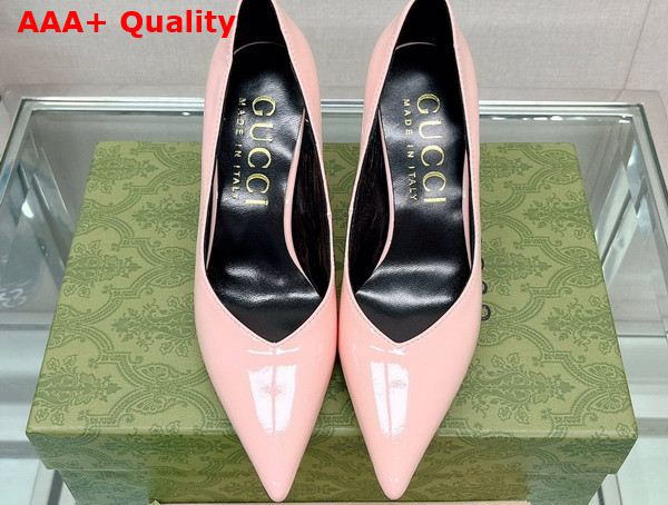 Gucci Womens High Heel Pump in Light Pink Patent Leather 715145 Replica