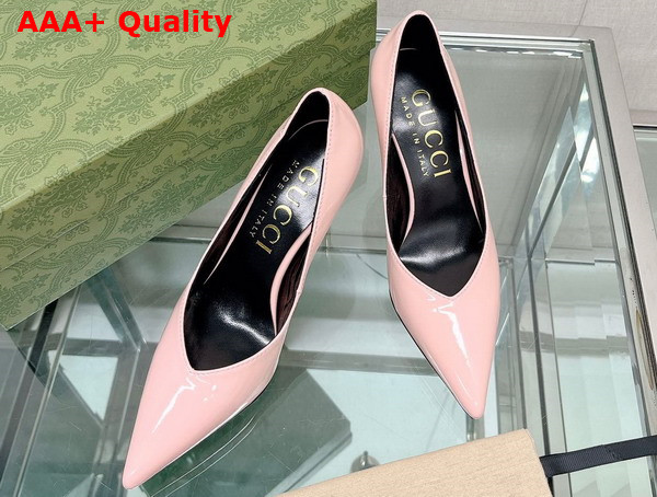 Gucci Womens High Heel Pump in Light Pink Patent Leather 715145 Replica