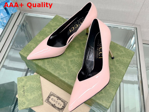 Gucci Womens High Heel Pump in Light Pink Patent Leather 715145 Replica