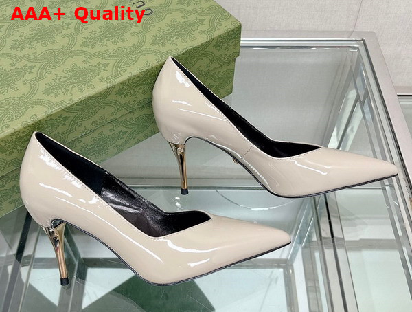 Gucci Womens High Heel Pump in White Leather 715145 Replica