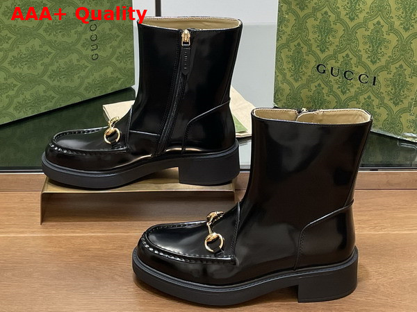 Gucci Womens Horsebit Boot in Black Leather 798724 Replica