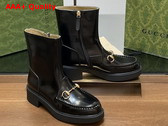 Gucci Womens Horsebit Boot in Black Leather 798724 Replica