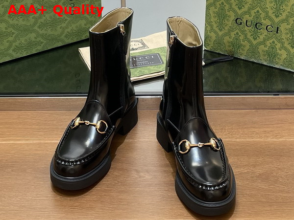 Gucci Womens Horsebit Boot in Black Leather 798724 Replica