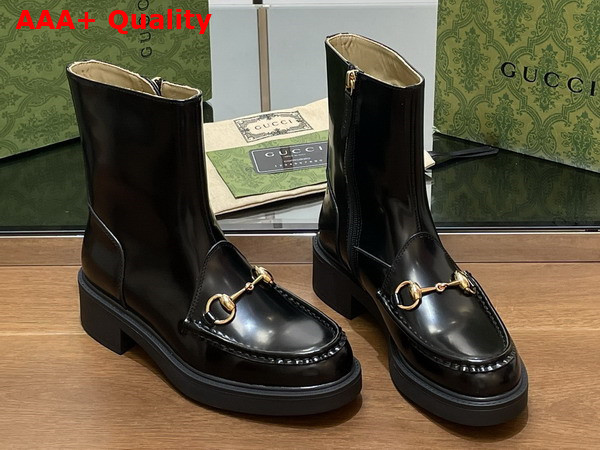 Gucci Womens Horsebit Boot in Black Leather 798724 Replica