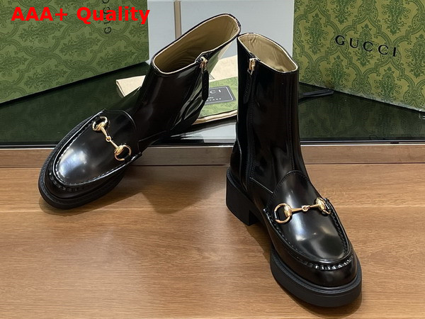 Gucci Womens Horsebit Boot in Black Leather 798724 Replica