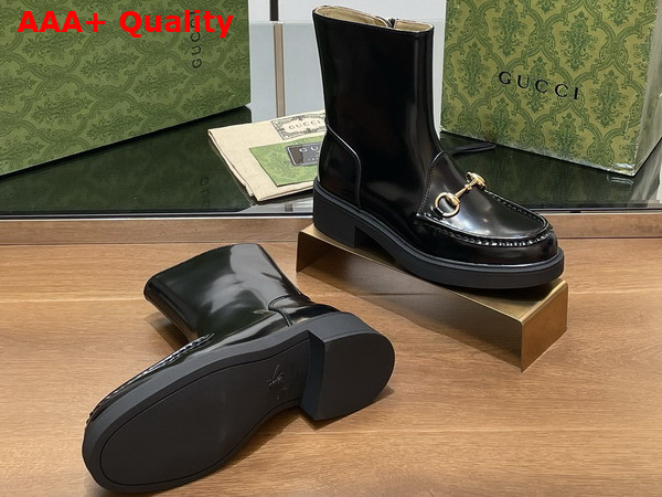 Gucci Womens Horsebit Boot in Black Leather 798724 Replica