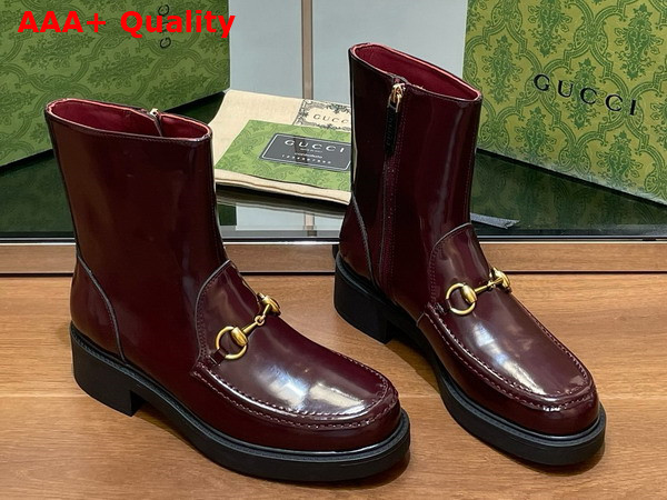 Gucci Womens Horsebit Boot in Bordeaux Leather 798724 Replica