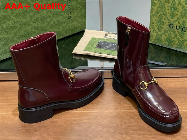 Gucci Womens Horsebit Boot in Bordeaux Leather 798724 Replica