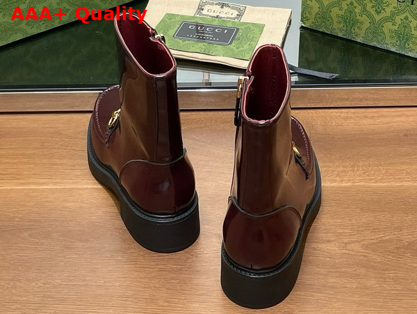 Gucci Womens Horsebit Boot in Bordeaux Leather 798724 Replica