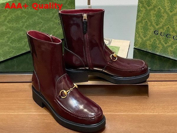 Gucci Womens Horsebit Boot in Bordeaux Leather 798724 Replica