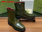 Gucci Womens Horsebit Boot in Dark Green Leather 798724 Replica