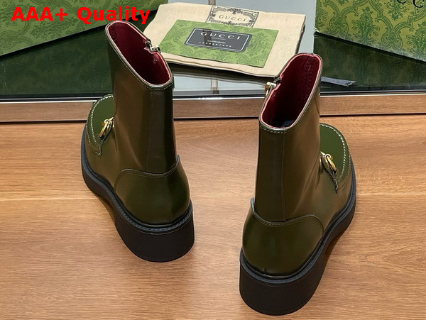 Gucci Womens Horsebit Boot in Dark Green Leather 798724 Replica