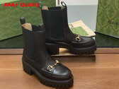 Gucci Womens Horsebit Boot with Lug Sole in Black Leather 794306 Replica