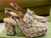 Gucci Womens Horsebit Mule in Beige and Ebony Original GG Canvas 776916 Replica