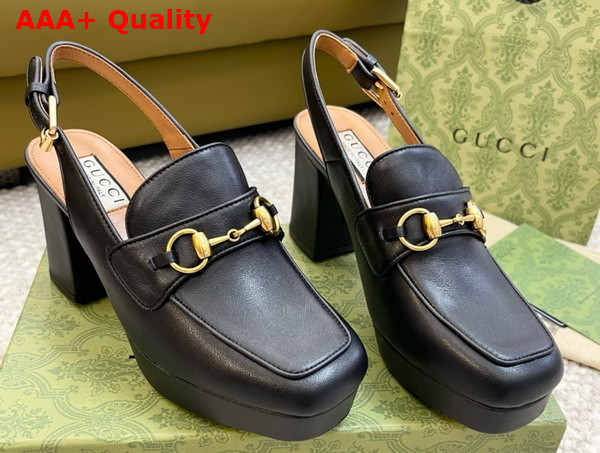 Gucci Womens Horsebit Mule in Black Leather 771566 Replica