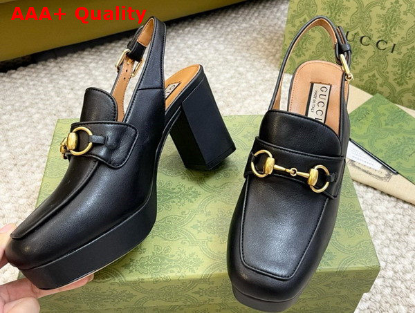 Gucci Womens Horsebit Mule in Black Leather 771566 Replica